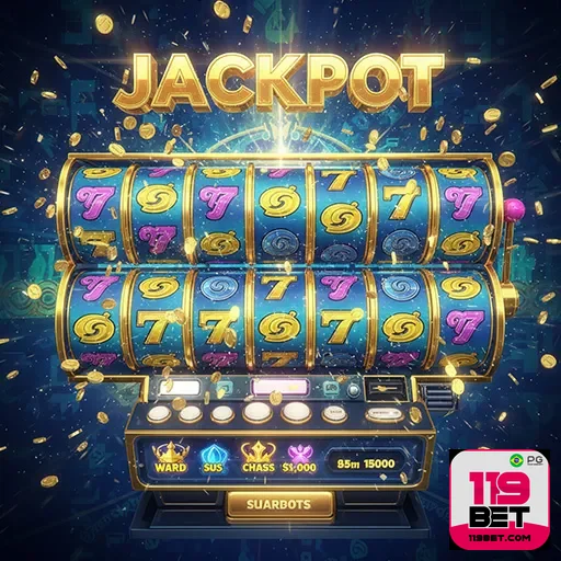 Imagem promocional de slots no 119bet, site de apostas e jogos online, incentivando a diversão e a sorte.